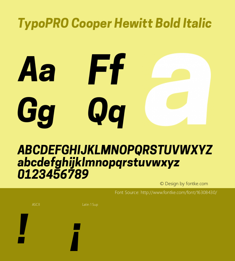 TypoPRO Cooper Hewitt Bold Italic 1.000图片样张