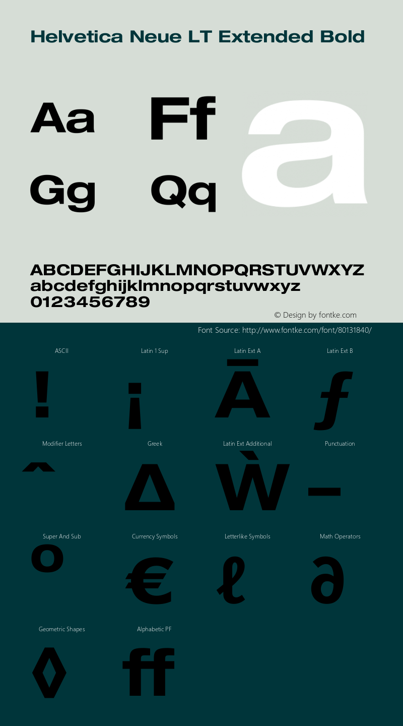 Helvetica Neue LT 73 Bold Extended 001.000图片样张