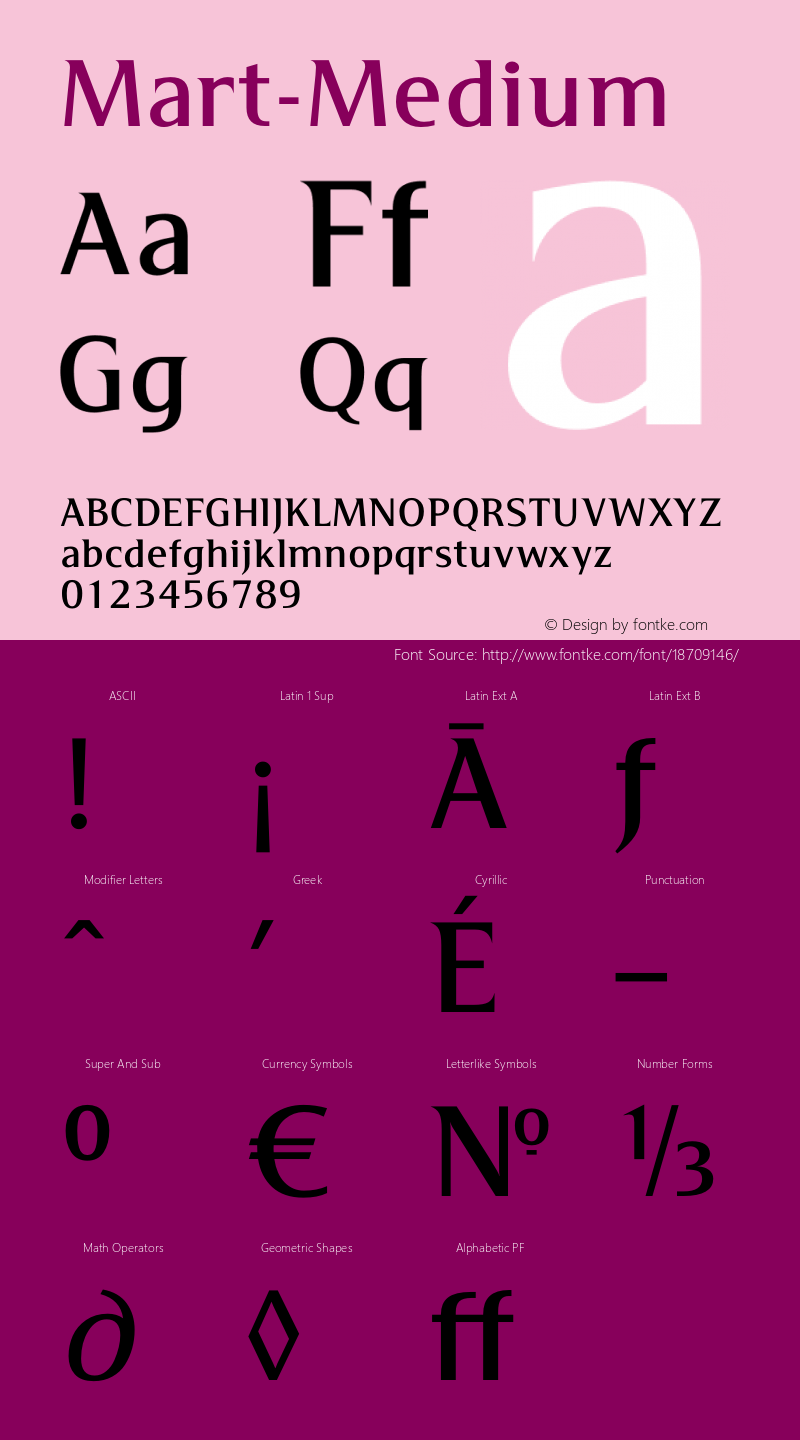 Mart-Medium ☞ Version 4.001;com.myfonts.easy.no-comment-group-ltd.mart.medium.wfkit2.version.4bLu图片样张