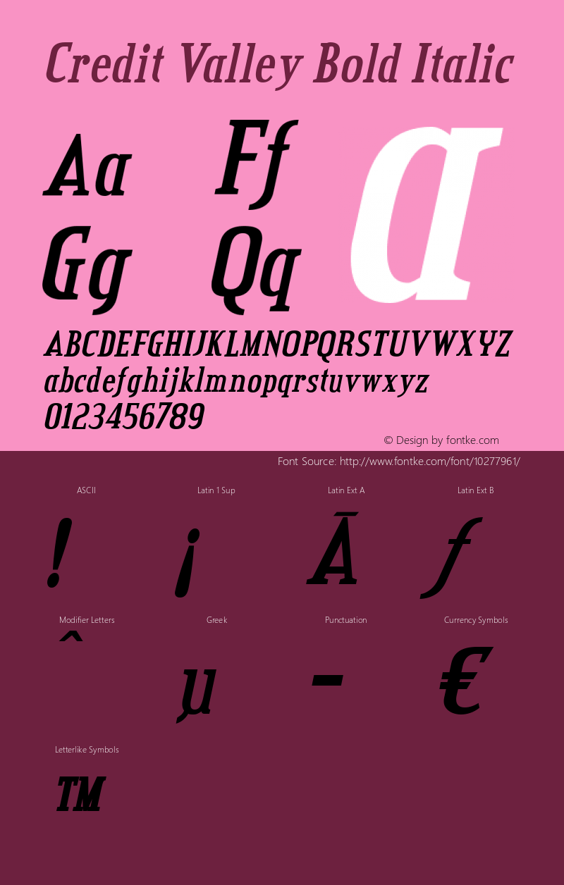 Credit Valley Bold Italic OTF 3.000;PS 001.001;Core 1.0.29图片样张