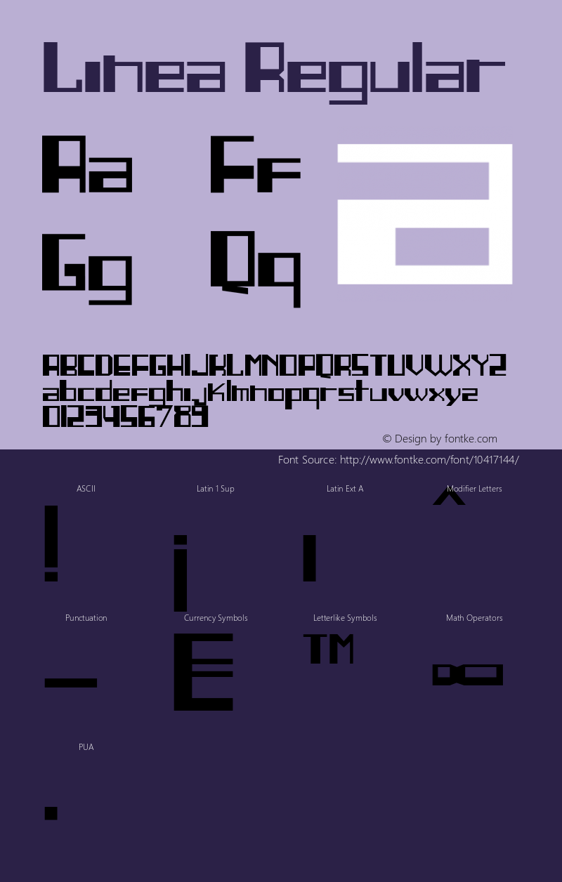 Linea Regular Version 1.00 November 5, 2010, initial release图片样张