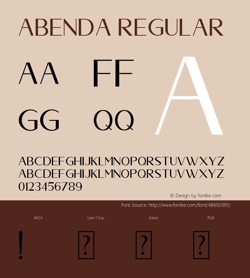 Abenda Version 1.00;February 15, 2019;FontCreator 11.5.0.2421 64-bit图片样张