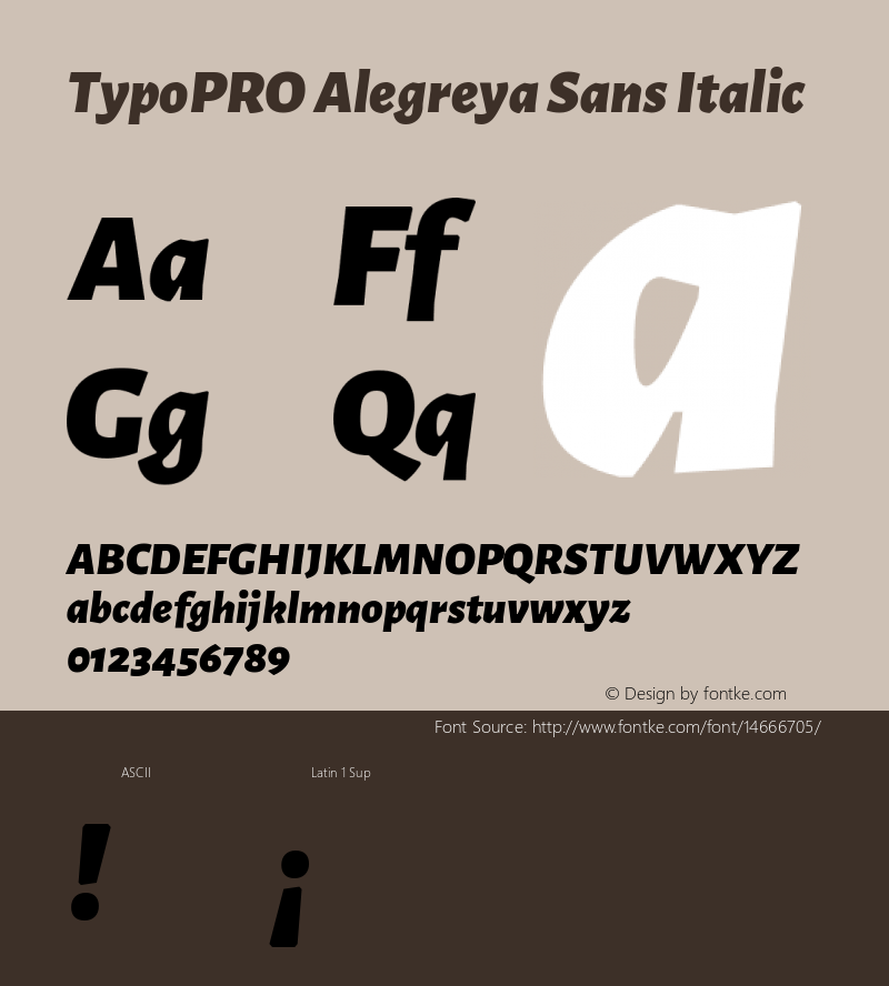 TypoPRO Alegreya Sans Italic Version 1.000;PS 001.000;hotconv 1.0.70;makeotf.lib2.5.58329 DEVELOPMENT图片样张