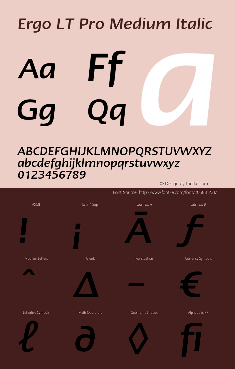 ErgoLTPro-MediumItalic Version 1.000;PS 001.000;hotconv 1.0.38图片样张