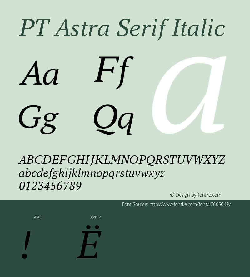 PT Astra Serif Italic Version 1.001; ttfautohint (v1.4.1)图片样张