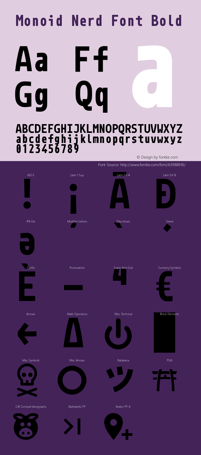 Monoid Bold Nerd Font Complete Version 0.61;Nerd Fonts 2.0.图片样张