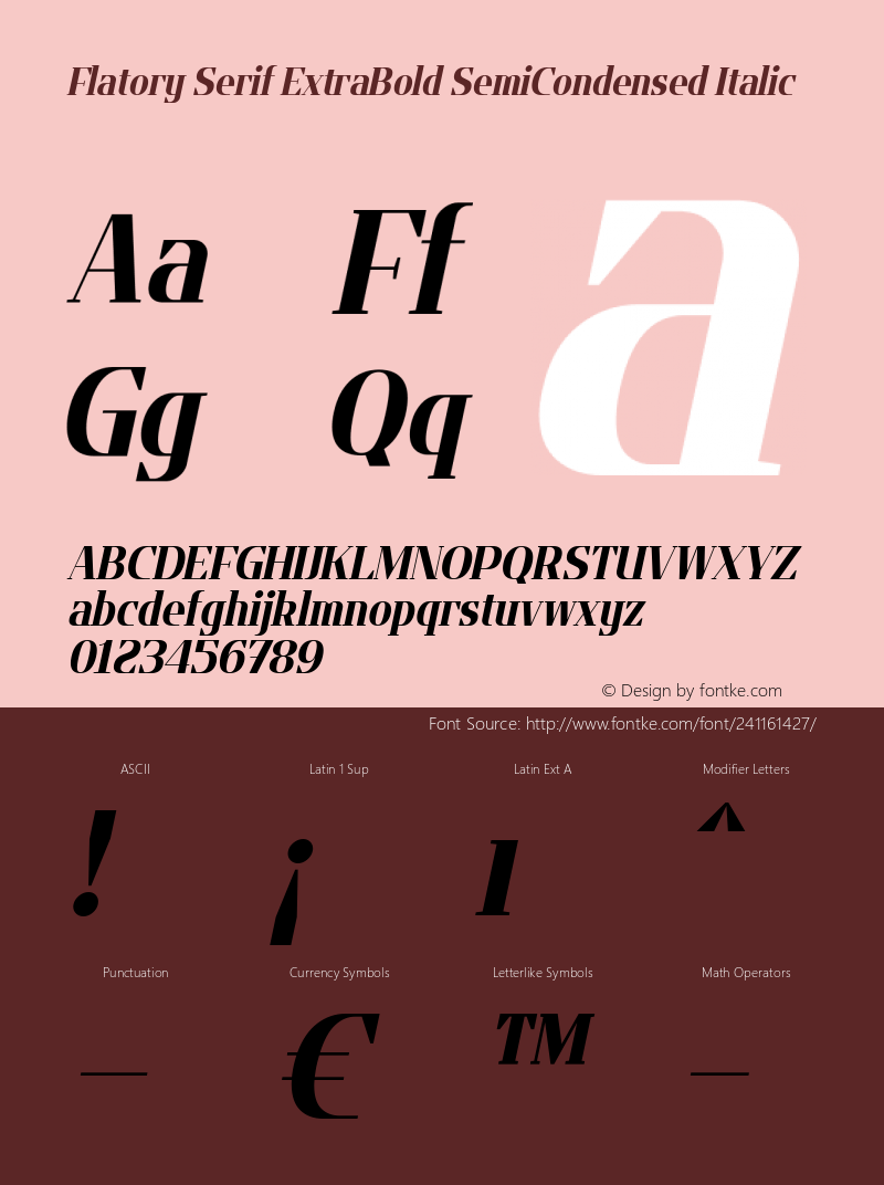Flatory Serif ExtraBold SemiCondensed Italic Version 1.00图片样张