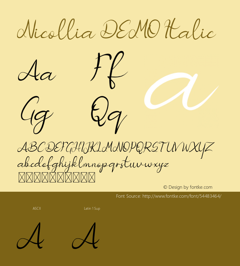 Nicollia DEMO Italic Version 1.002;Fontself Maker 3.2.2图片样张