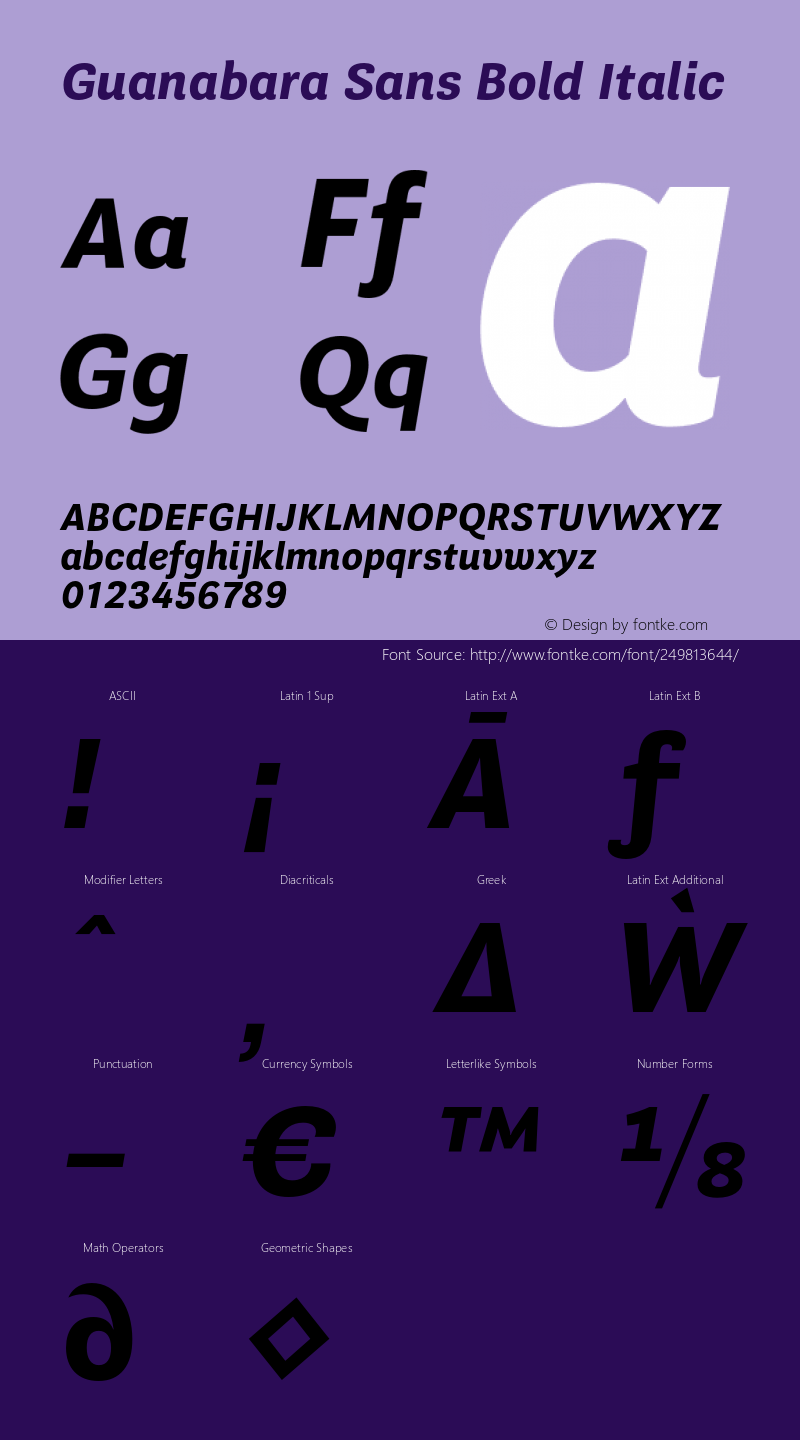 Guanabara Sans Bold Italic Version 2.001;PS 002.001;hotconv 1.0.70;makeotf.lib2.5.58329图片样张