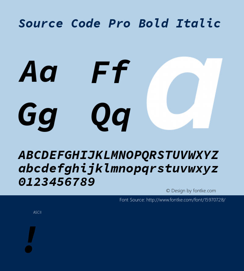 Source Code Pro Bold Italic Version 1.030;PS 1.0;hotconv 1.0.84;makeotf.lib2.5.63406; ttfautohint (v1.4.1)图片样张