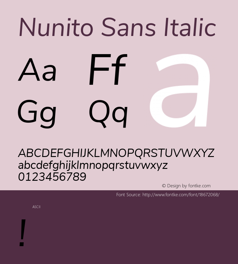 Nunito Sans Italic Version 2.000; ttfautohint (v1.4.1)图片样张