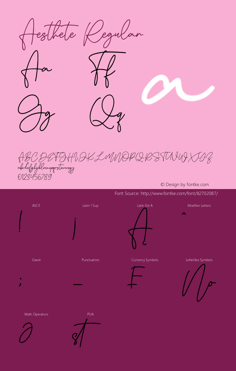 Aesthete Version 1.00;September 1, 2020;FontCreator 12.0.0.2525 64-bit图片样张