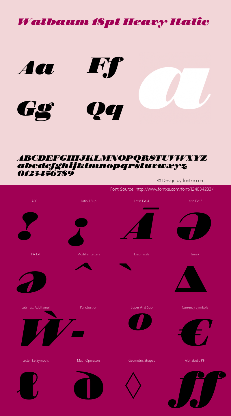 Walbaum 18pt Heavy Italic Version 1.01, build 5, s3图片样张