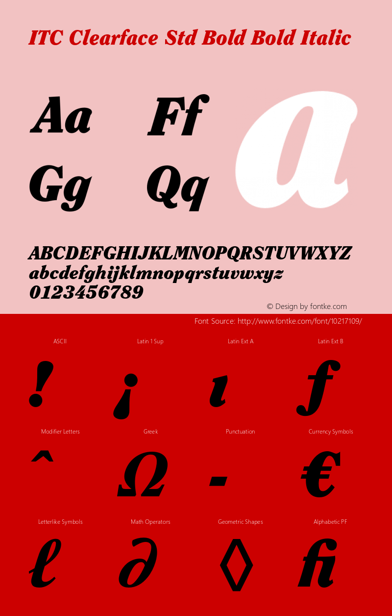 ITC Clearface Std Bold Bold Italic Version 2.031;PS 002.000;hotconv 1.0.50;makeotf.lib2.0.16970图片样张