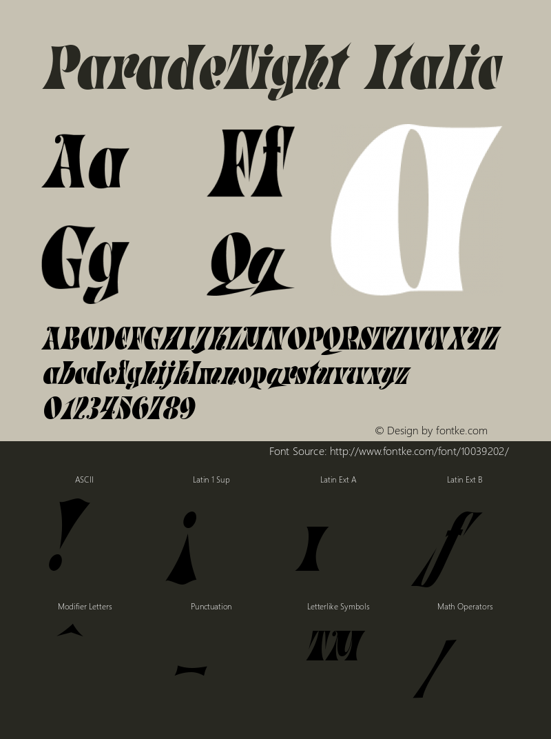 ParadeTight Italic The IMSI MasterFonts Collection, tm 1995 IMSI图片样张