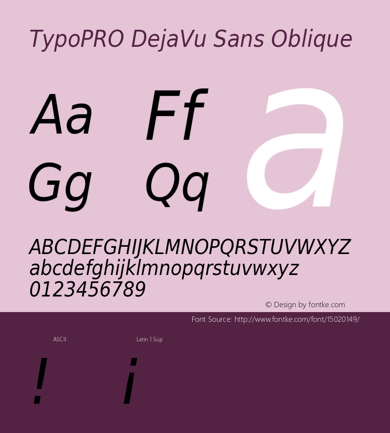 TypoPRO DejaVu Sans Oblique Version 2.34图片样张