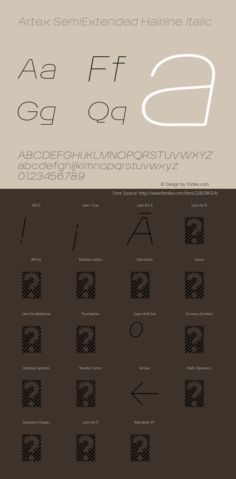 ArtexSemiExtended-HairlineItalic Version 1.005图片样张