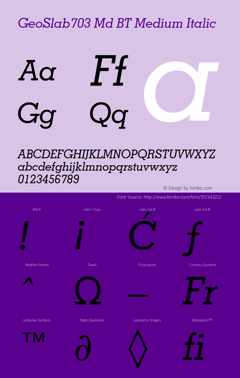 GeoSlab703 Md BT Medium Italic Version 1.01 emb4-OT图片样张