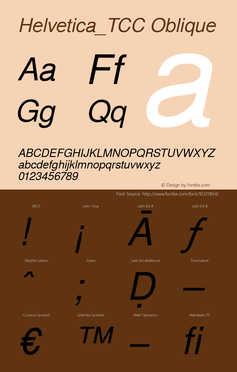 Helvetica_TCC Oblique Version 1.0; 1994; initial release图片样张