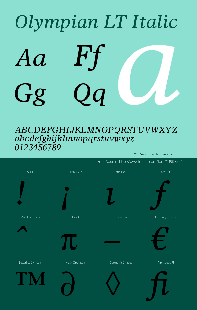 Olympian LT Italic Version 006.000图片样张