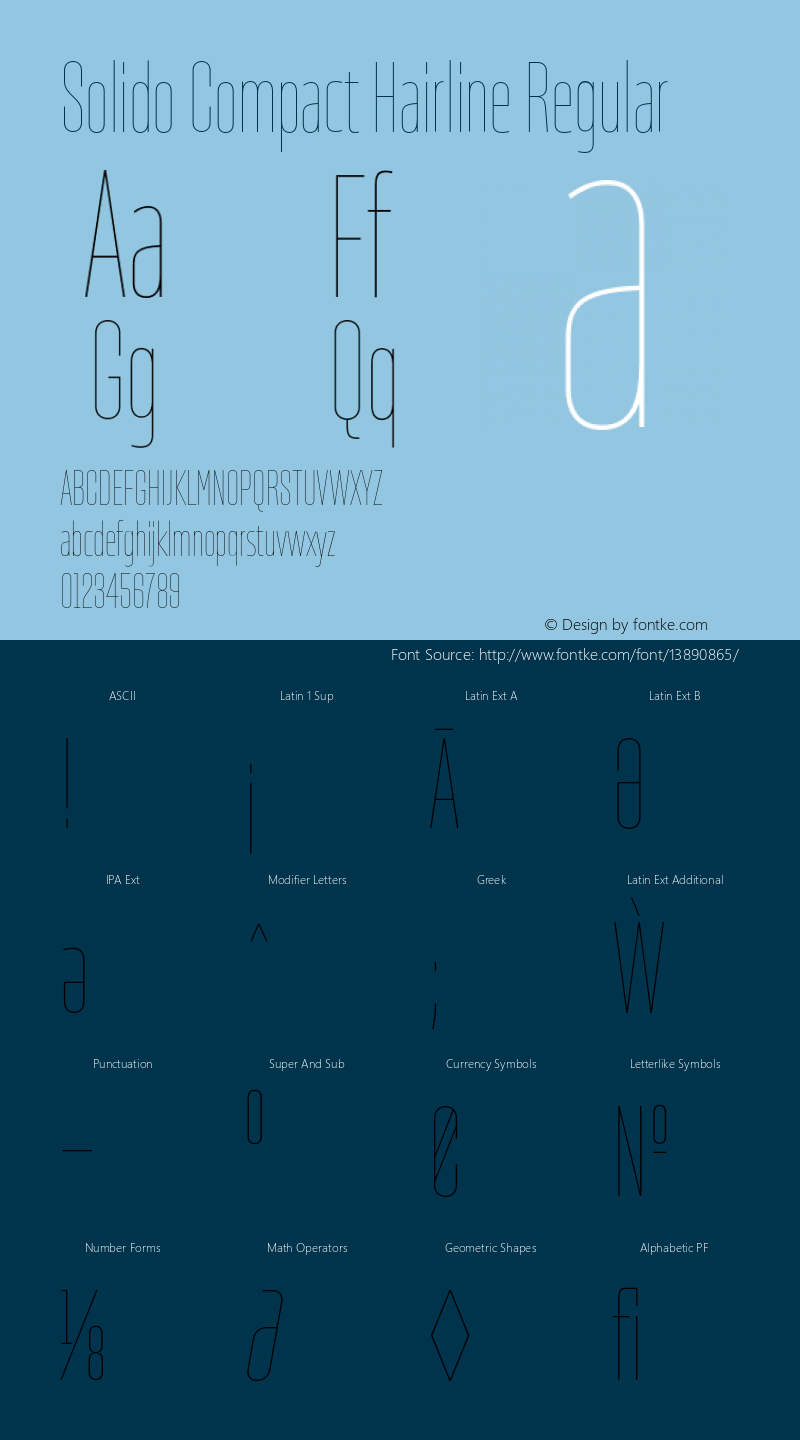 Solido Compact Hairline Regular Version 1.001;PS 001.001;hotconv 1.0.56;makeotf.lib2.0.21325图片样张
