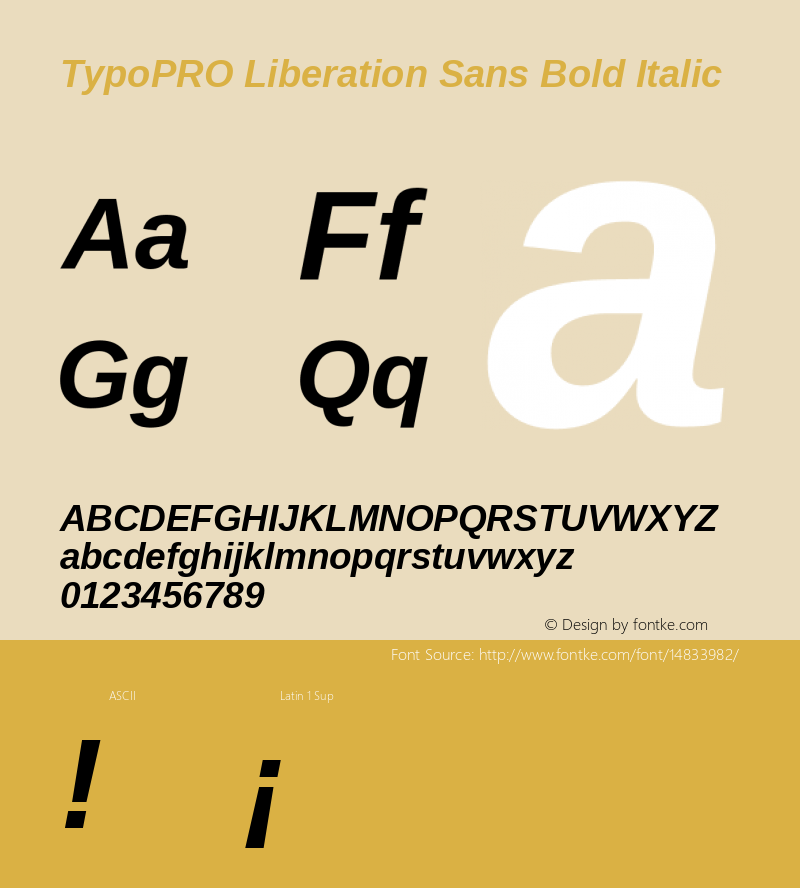 TypoPRO Liberation Sans Bold Italic Version 2.00.1图片样张