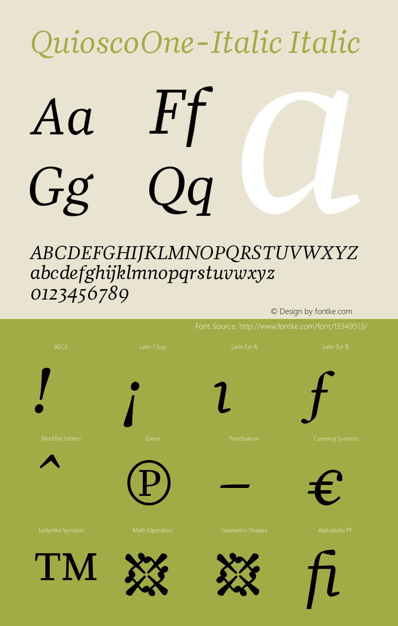 QuioscoOne-Italic Italic Version 001.000图片样张