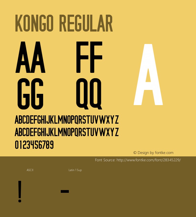 KONGO Version 1.00;January 8, 2019;FontCreator 11.5.0.2422 64-bit图片样张