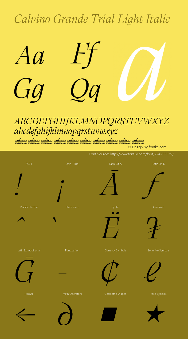 Calvino Grande Trial Light Italic Version 1.000图片样张