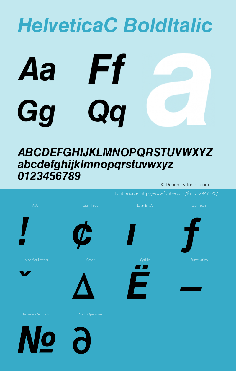 HelveticaC Bold Italic Version 001.000图片样张