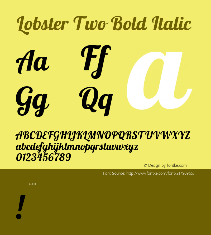 Lobster Two Bold Italic 图片样张