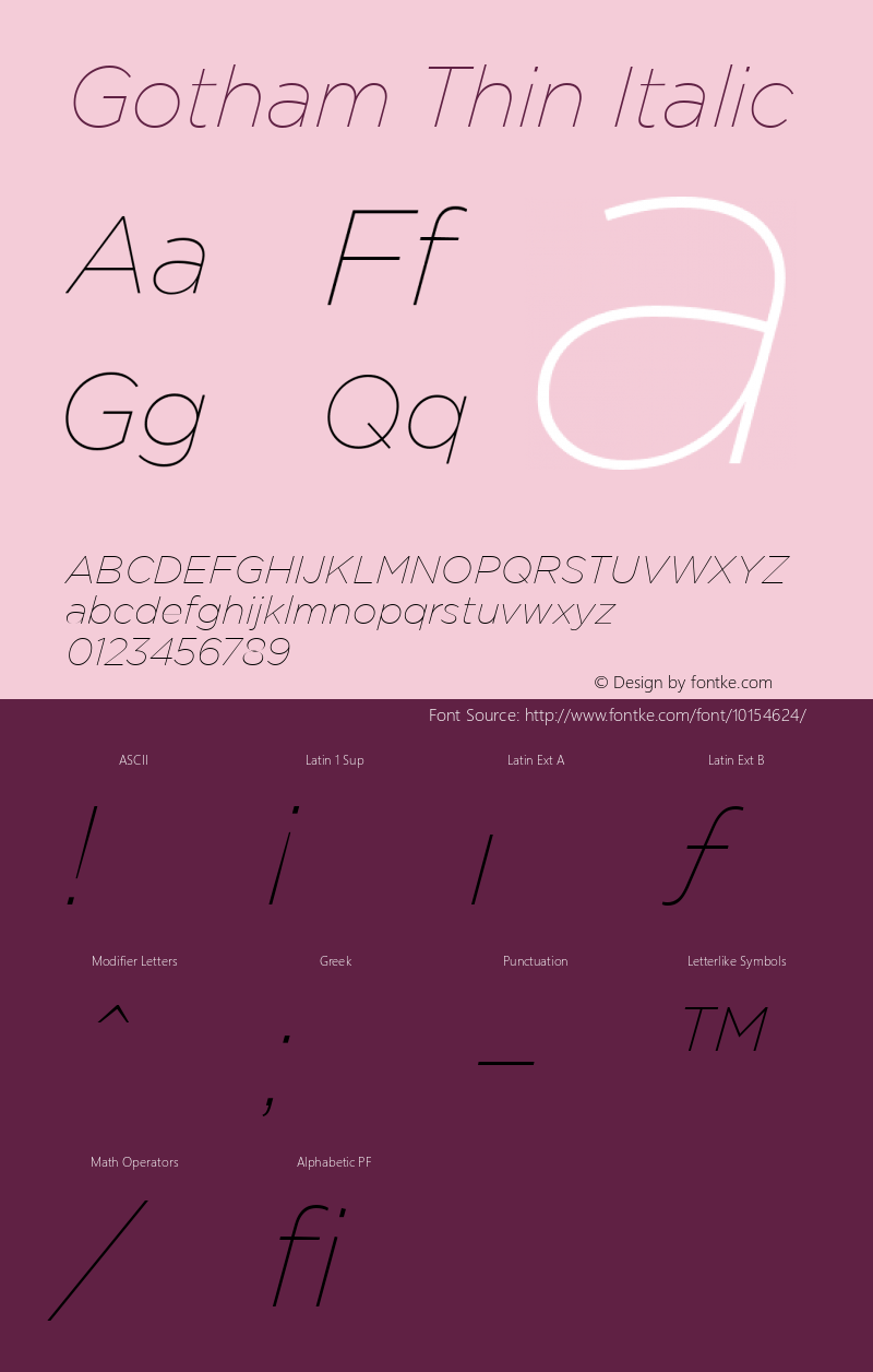 Gotham Thin Italic Version 001.000图片样张