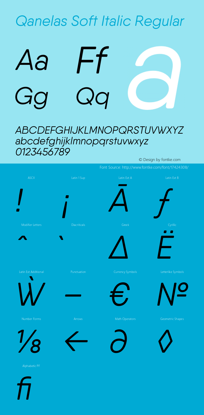 Qanelas Soft Italic Regular Version 1.000;PS 001.000;hotconv 1.0.88;makeotf.lib2.5.64775图片样张