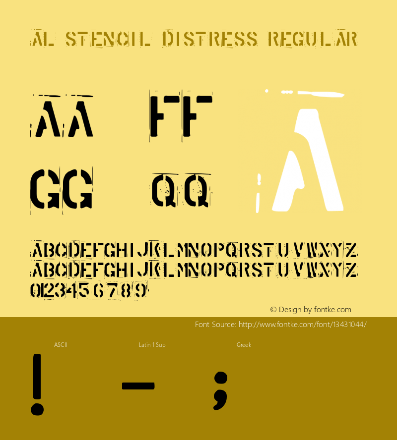 AL Stencil Distress Regular Version 1.00 November 28, 2005, initial release图片样张