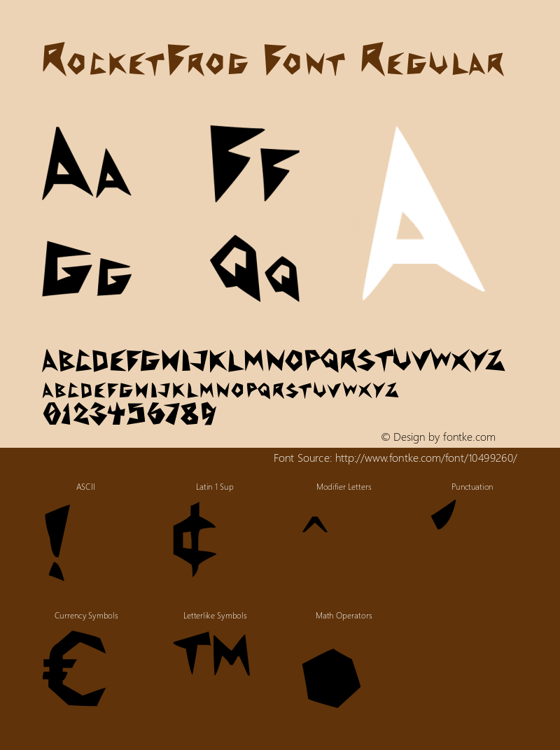 RocketFrog Font Regular Version 1.00 July 30, 2012, initial release图片样张