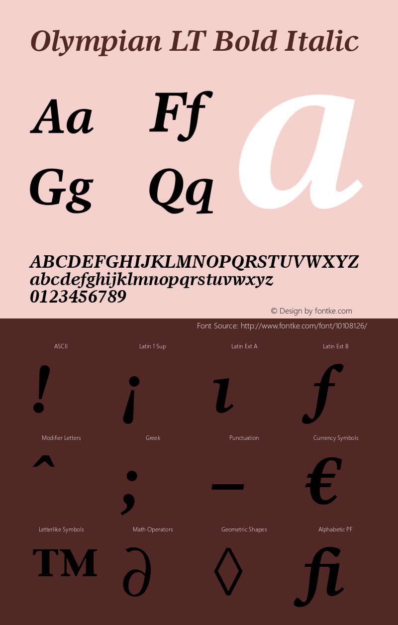 Olympian LT Bold Italic Version 6.1; 2002图片样张