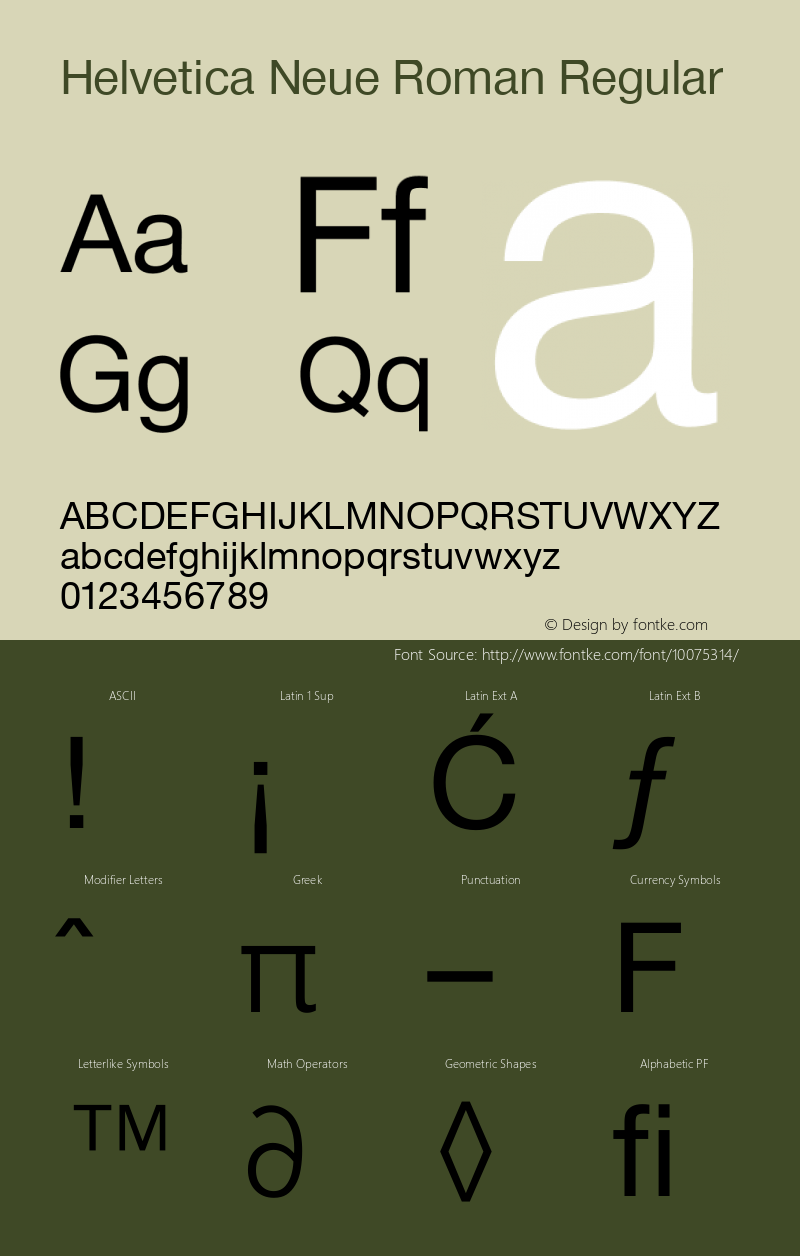 Helvetica Neue Roman Regular 1.000; 12-16-93图片样张