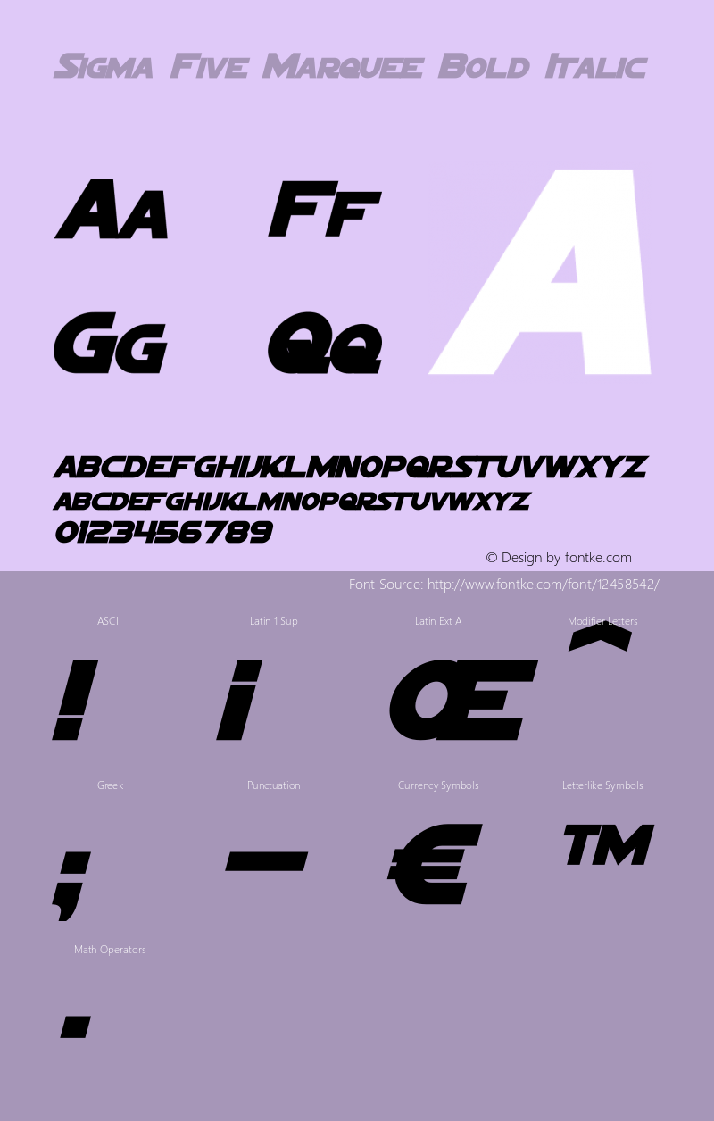 Sigma Five Marquee Bold Italic Version 1.10 April 15, 2015图片样张