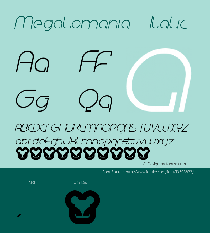 Megalomania Italic Macromedia Fontographer 4.1.5 6/3/02图片样张