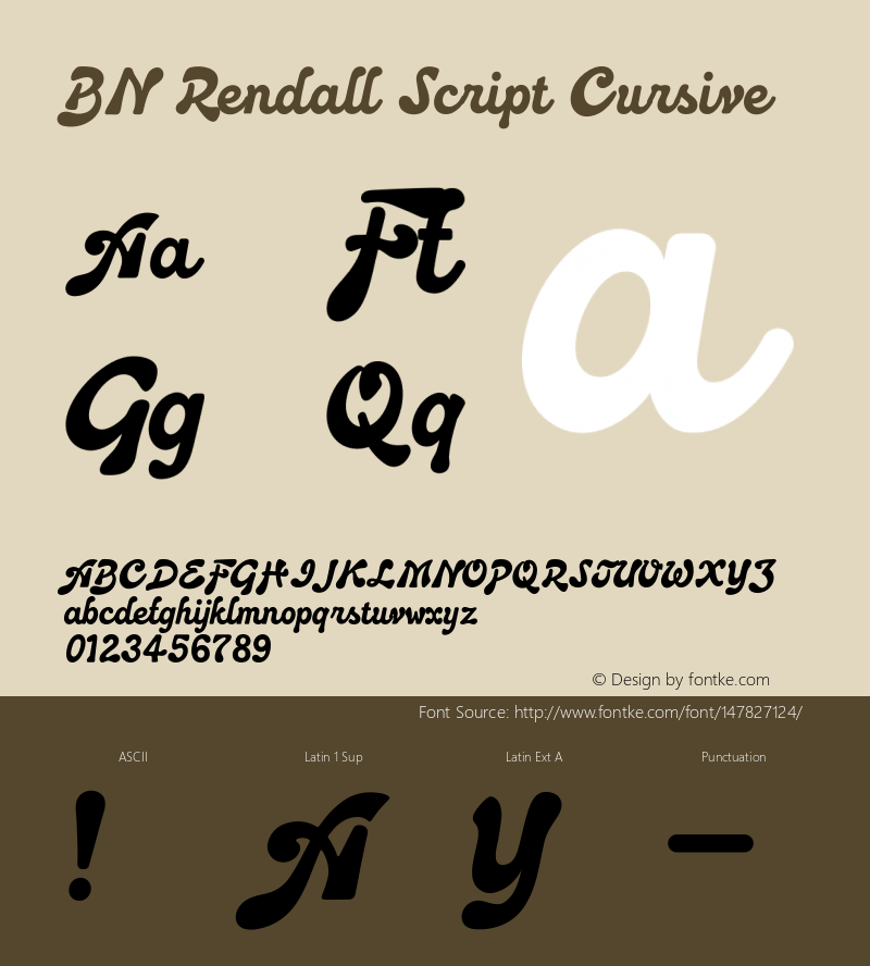 BN Rendall Script Cursive Version 1.016;Fontself Maker 3.5.1图片样张