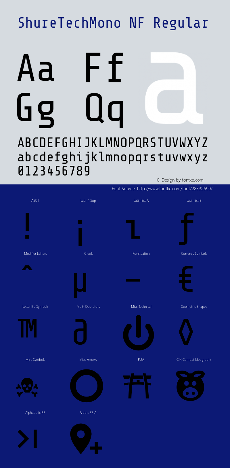 Shure Tech Mono Nerd Font Complete Windows Compatible Version 1.003图片样张