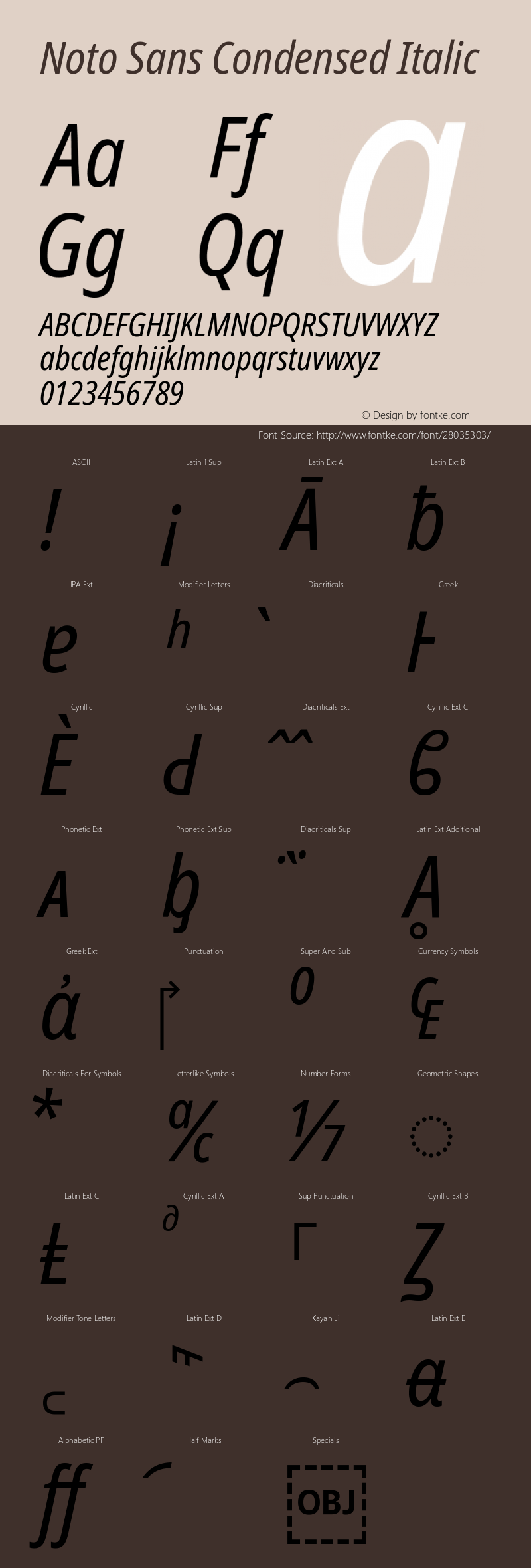 Noto Sans Condensed Italic Version 2.001图片样张