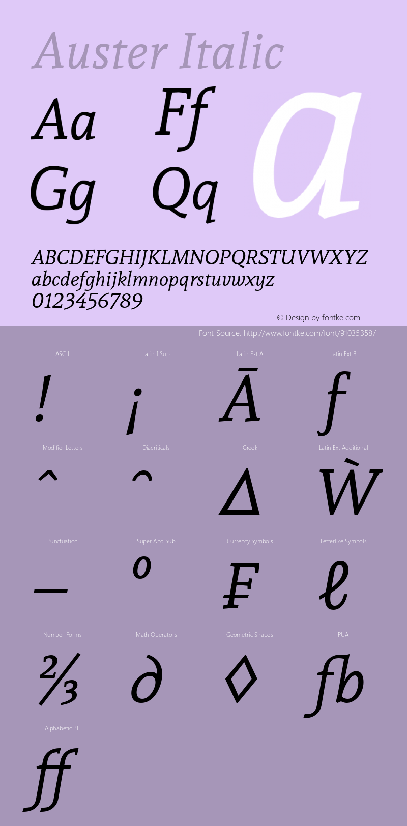 Auster Italic Version 1.000图片样张