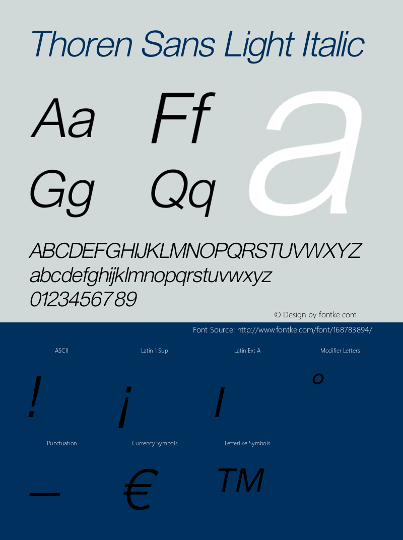 Thoren Sans Light Italic Version 1.008;Fontself Maker 3.5.4图片样张