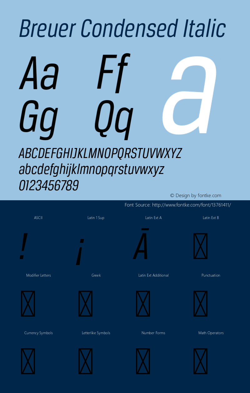 Breuer Condensed Italic Version 1.000图片样张