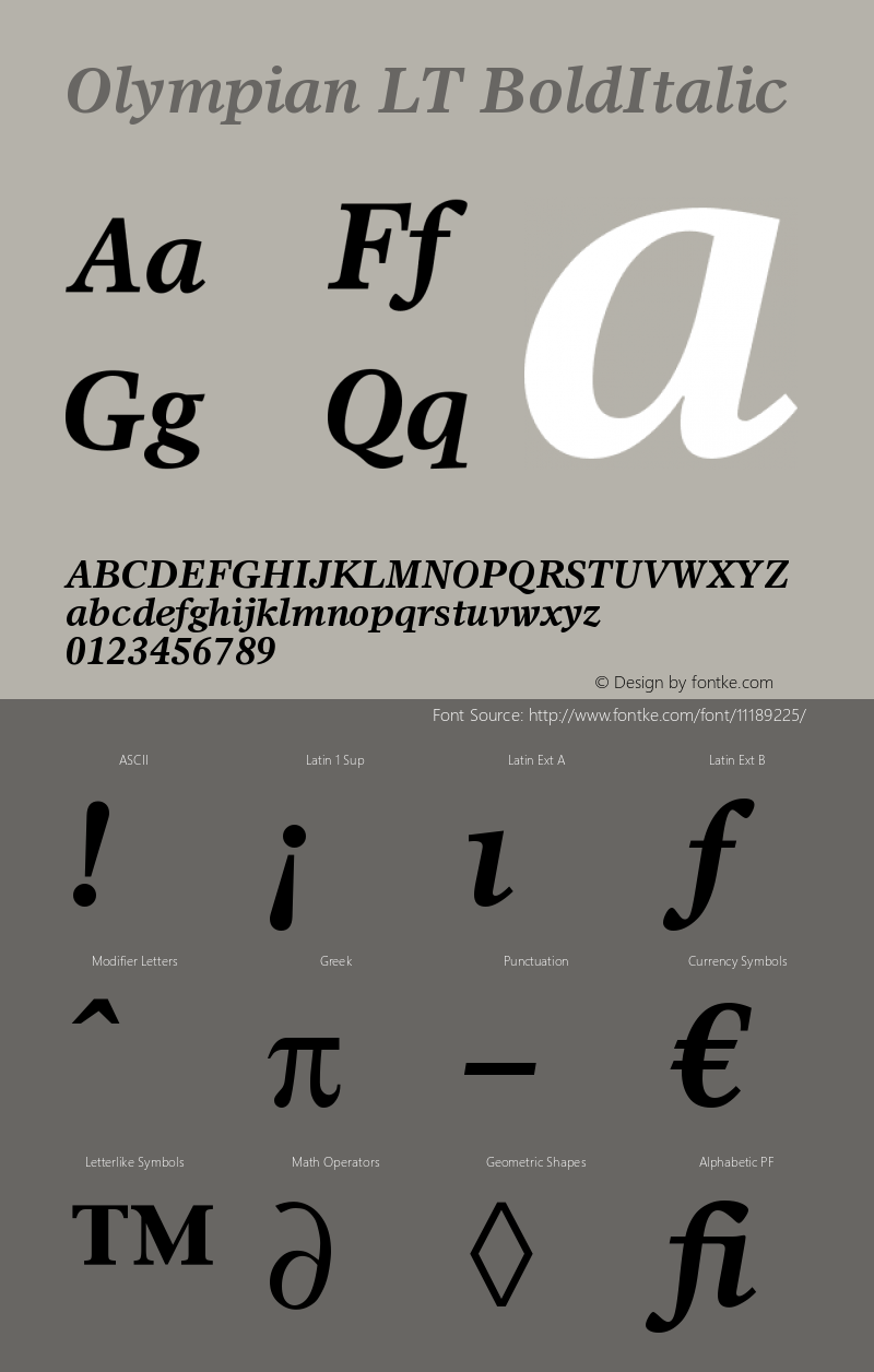 Olympian LT BoldItalic Version 006.000图片样张