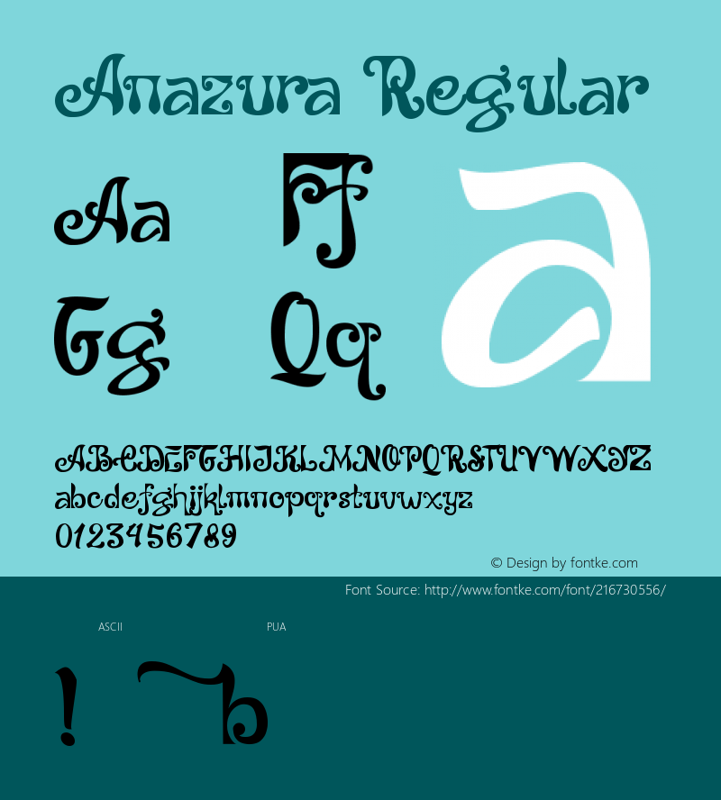 Anazura Version 1.00;April 6, 2021;FontCreator 12.0.0.2565 64-bit图片样张