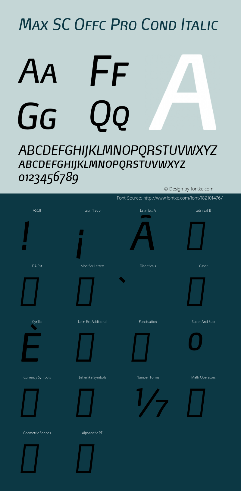 Max SC Offc Pro Cond Italic Version 7.504; 2014; Build 1021图片样张