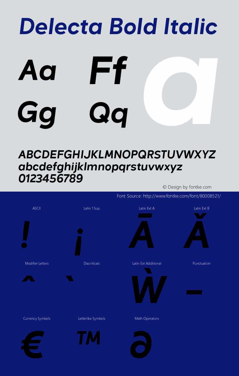 Delecta Bold Italic Version 1.000;PS 001.000;hotconv 1.0.70;makeotf.lib2.5.58329图片样张