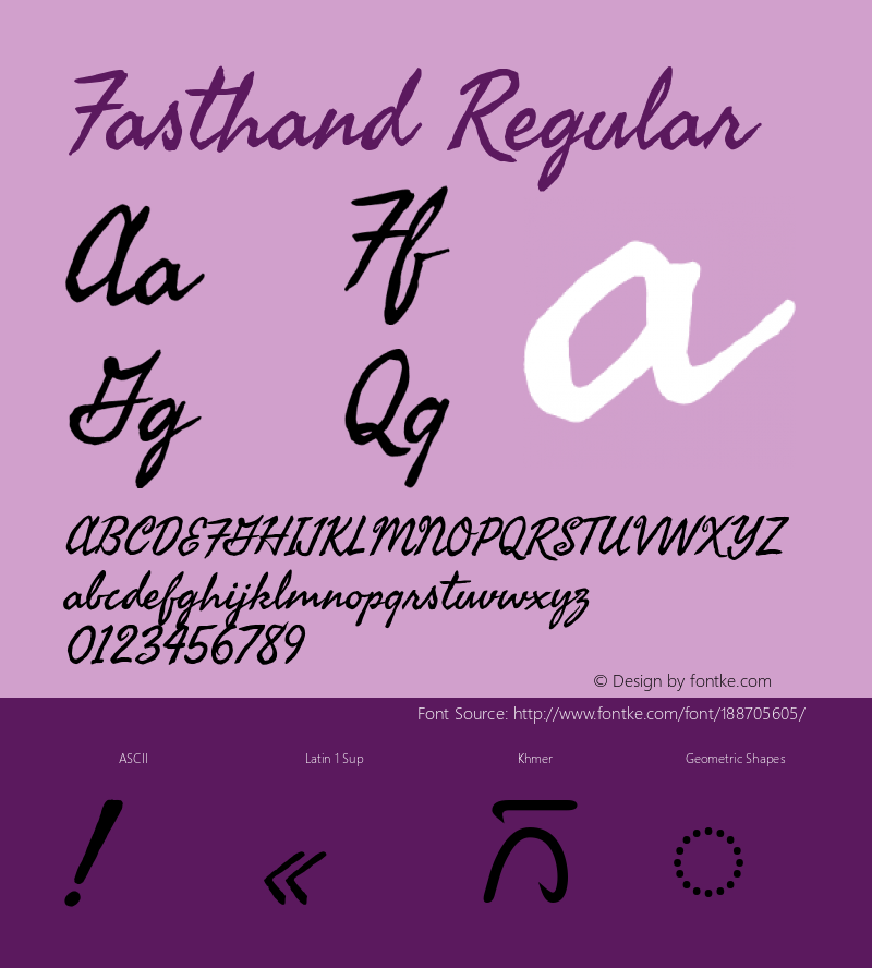 Fasthand Regular Version 8.001; ttfautohint (v1.8.3)图片样张